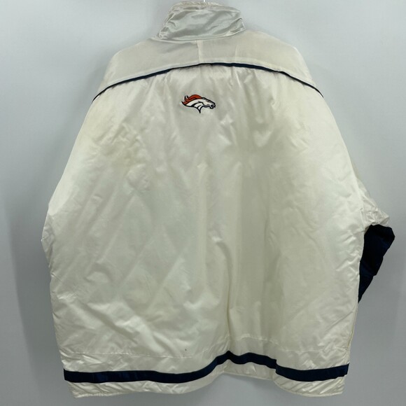PRO PLAYER Vintage Denver Broncos White Cream Quilted Puffer Jacket Size XL - Picture 8 of 12